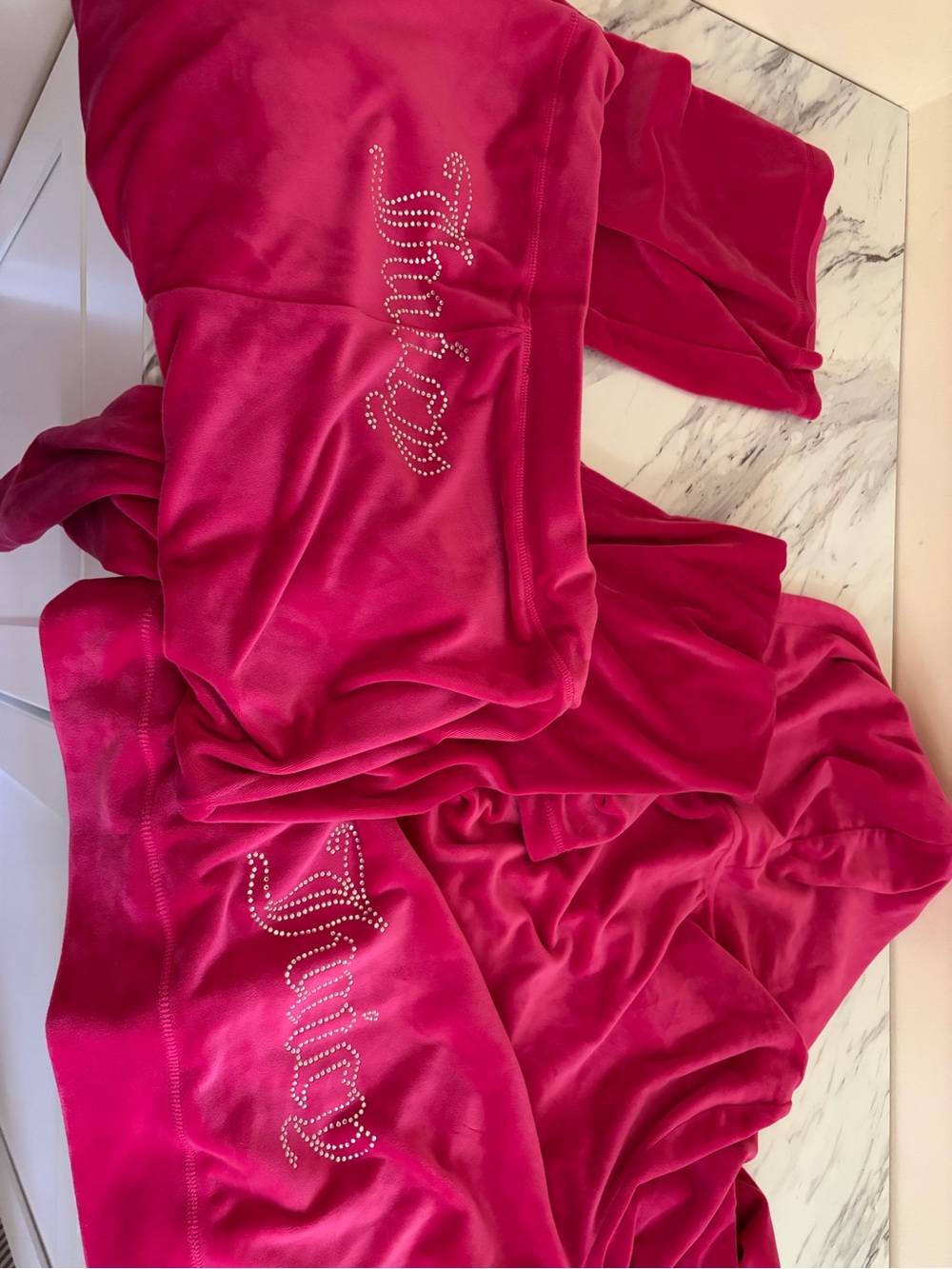 Juicy Couture Hot Pink Velour Hoodie & Pants Pajama Set - Picture 4 of 8
